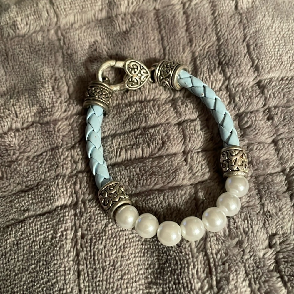Fun Brighton? Silver-Tone Pearl Leather Bracelet